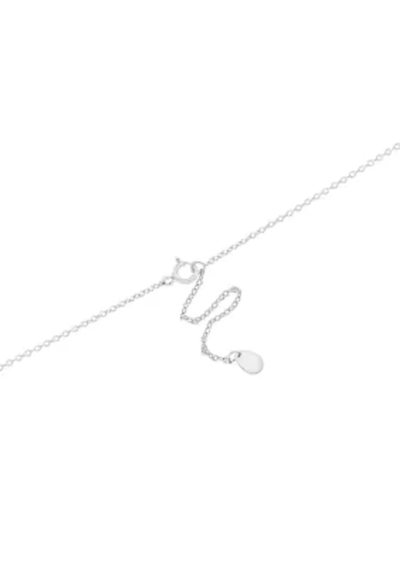Boxed Sterling Silver Cubic Zirconia Open Circle Necklace and Stud Earring Set