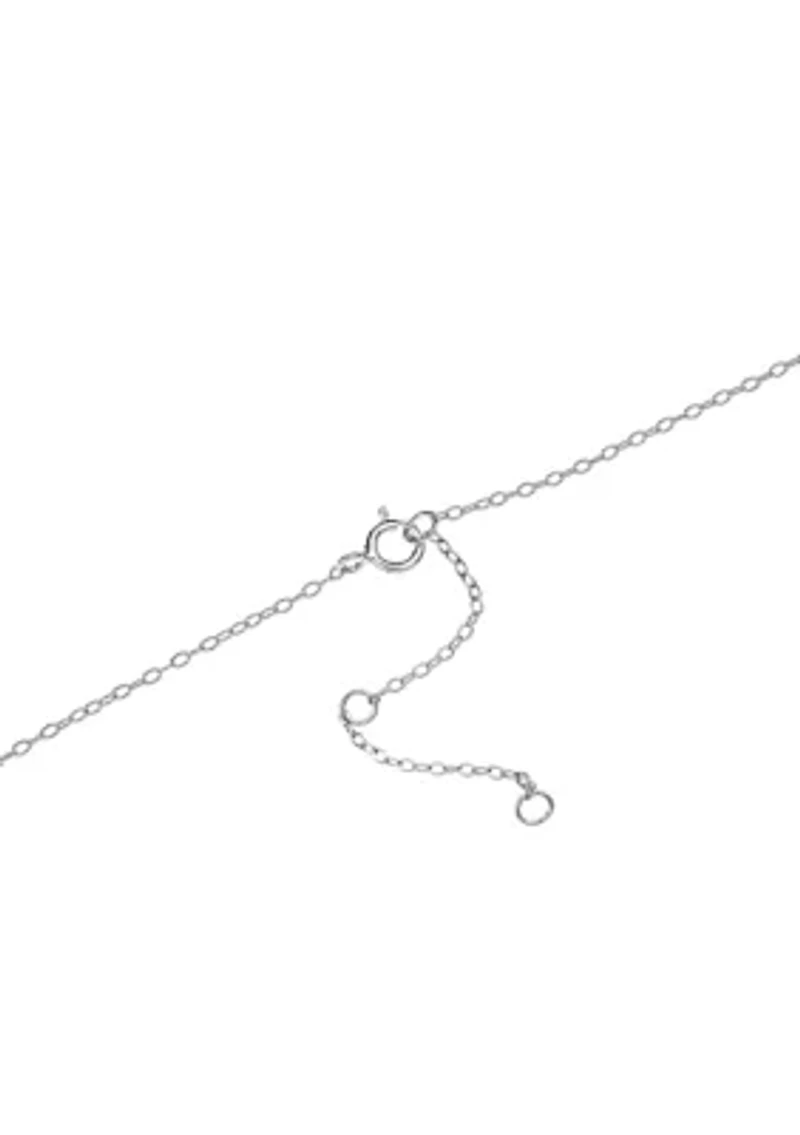 Boxed Sterling Silver 16" +1" +1" Cubic Zirconia Flower Necklace with 4mm Stud Earrings