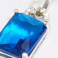Boxed Sterling Silver 16" + 2" Crystal Rectangle and Cubic Zirconia Pendant Necklace with Square Stud Earrings Set
