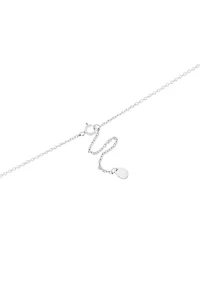 Boxed Sterling Silver 16" + 2" Crystal Rectangle and Cubic Zirconia Pendant Necklace with Square Stud Earrings Set