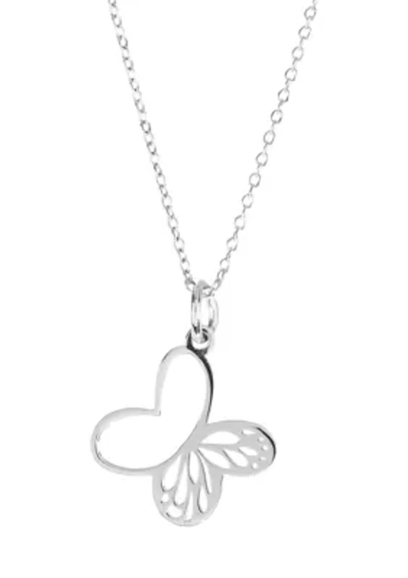 Sterling Silver 18" Laser Cut Butterfly Necklace