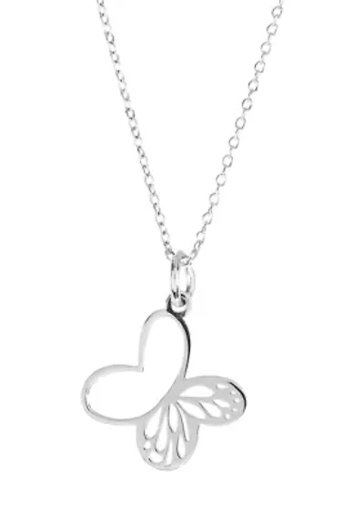 Sterling Silver 18" Laser Cut Butterfly Necklace