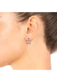 Boxed Sterling Silver Light Aqua Crystal Pavé Open Butterfly Dangle Post Earrings