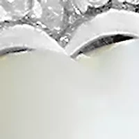 Boxed Sterling Silver Mother of Pearl Heart with White Topaz Halo Stud Earrings