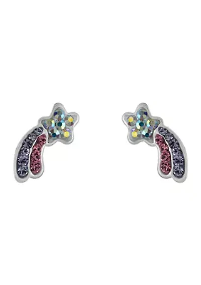 Boxed Sterling Silver Crystal Pavé Shooting Star Stud Earrings