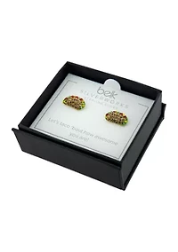 Boxed Gold Over Sterling Silver Crystal Pavé Taco Stud Earrings