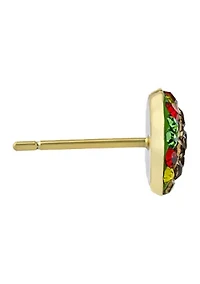 Boxed Gold Over Sterling Silver Crystal Pavé Taco Stud Earrings