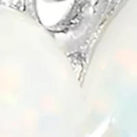 Boxed Sterling Silver Simulated Opal and White Topaz Butterfly Drop Earrings
