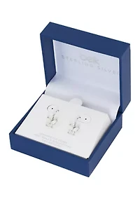 Boxed Sterling Silver Simulated Opal and White Topaz Butterfly Drop Earrings