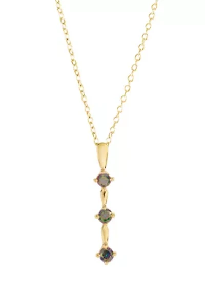 Sterling Silver 3 Stone Cubic Zirconia Drop Pendant Necklace