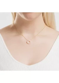 Gold Over Sterling Silver Freshwater Pearl Open Circle Necklace
