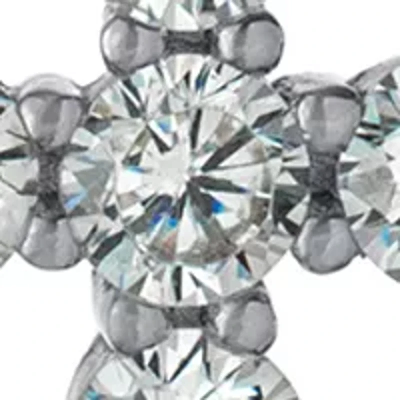 Boxed Sterling Silver 18 Inch Cubic Zirconia Cross Pendant Necklace