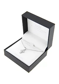 Boxed Sterling Silver 18 Inch Cubic Zirconia Cross Pendant Necklace