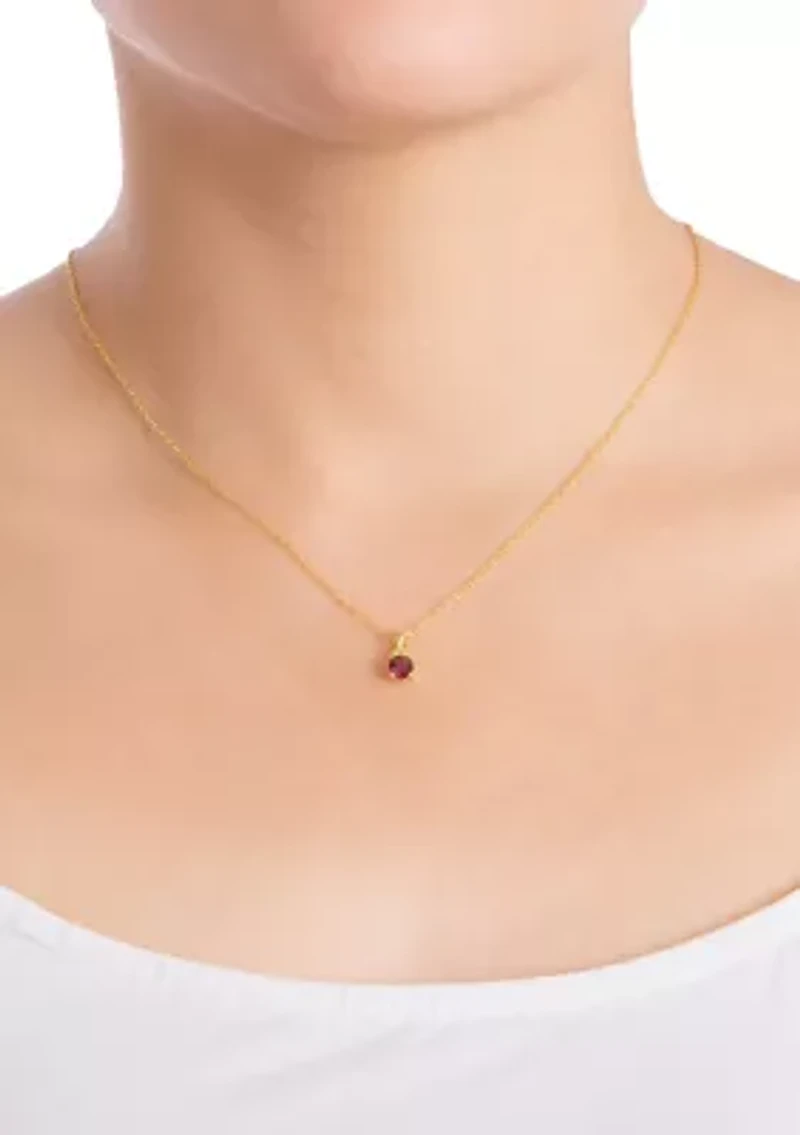 Boxed Gold Over Sterling Silver 5 Millimeter Crystal Round Pendant 18'' Necklace