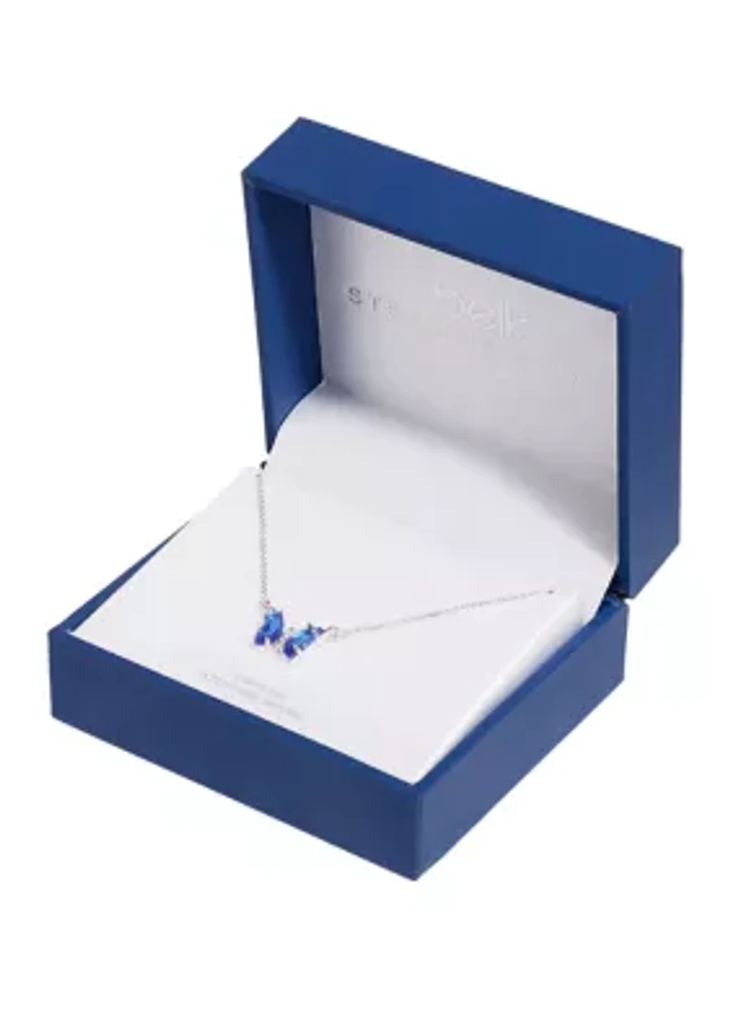 Boxed Silver Plated Crystal Mini Butterfly with Cubic Zirconia Necklace