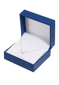 Boxed Silver Plated Crystal Mini Butterfly with Cubic Zirconia Necklace