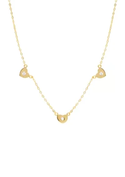Sterling Silver Cubic Zirconia Triple Heart Necklace