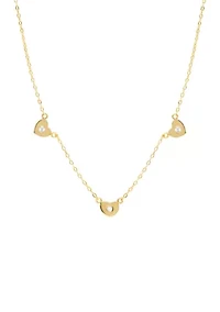 Sterling Silver Cubic Zirconia Triple Heart Necklace