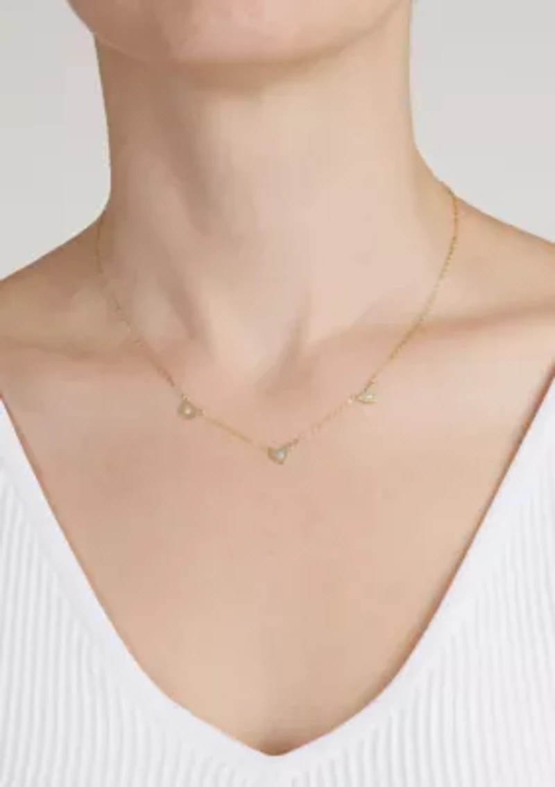 Sterling Silver Cubic Zirconia Triple Heart Necklace