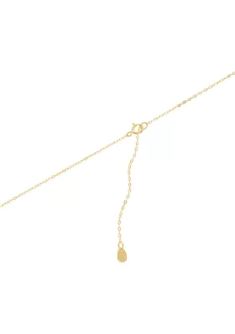 Gold Over Sterling Silver Cubic Zirconia Butterfly Fluted Necklace