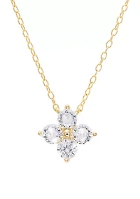 Sterling Silver Cubic Zirconia Flower Pendant Necklace