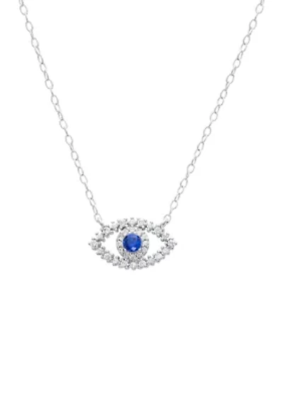 Sterling Silver Cubic Zirconia Evil Eye Necklace