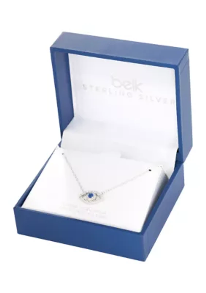 Sterling Silver Cubic Zirconia Evil Eye Necklace