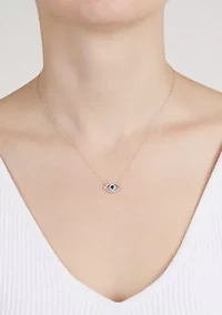 Sterling Silver Cubic Zirconia Evil Eye Necklace