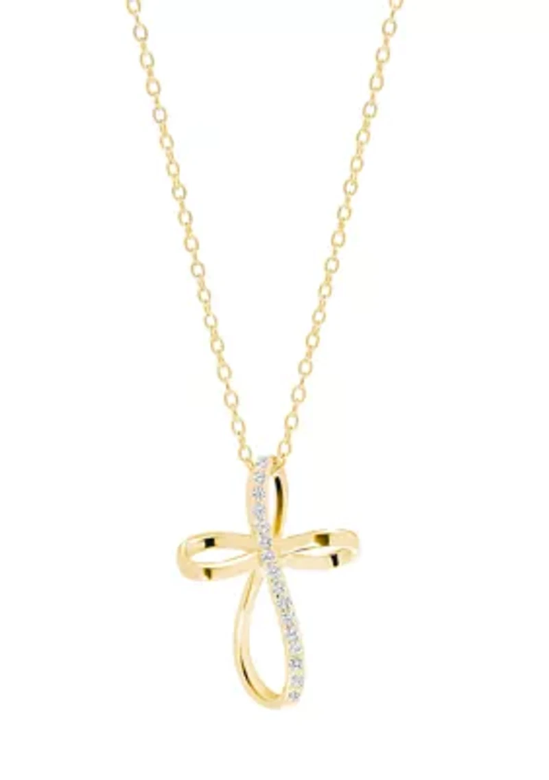 Sterling Silver Cubic Zirconia Loop Cross Necklace
