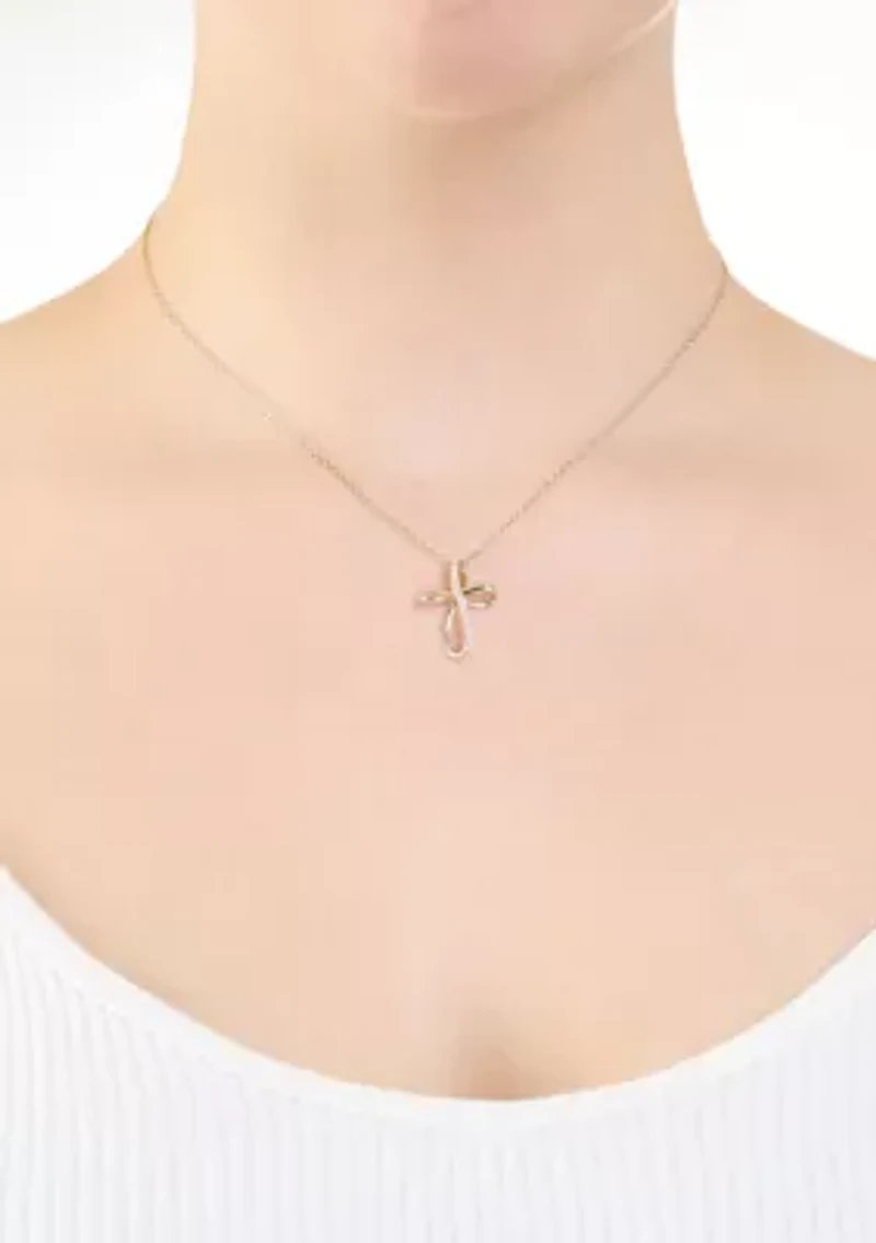 Sterling Silver Cubic Zirconia Loop Cross Necklace