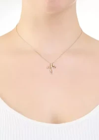 Sterling Silver Cubic Zirconia Loop Cross Necklace
