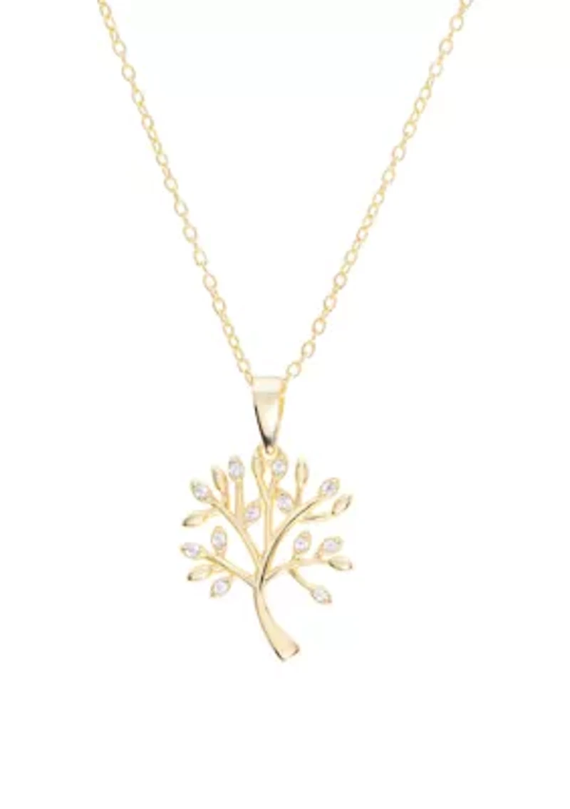 Sterling Silver Cubic Zirconia Tree of Life Necklace