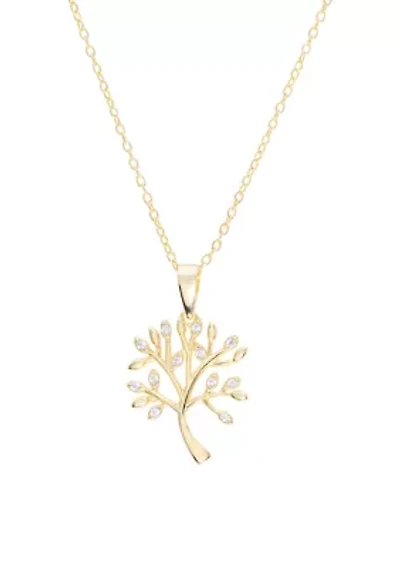 Sterling Silver Cubic Zirconia Tree of Life Necklace