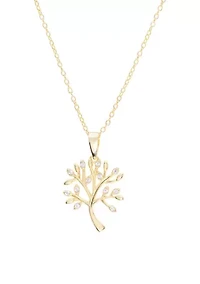 Sterling Silver Cubic Zirconia Tree of Life Necklace