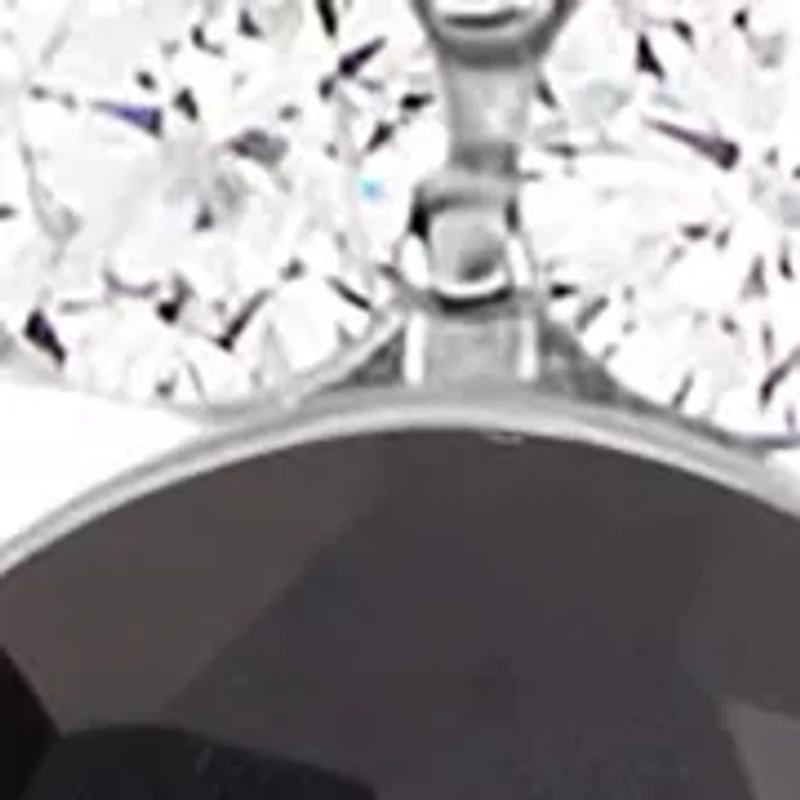 Sterling Silver Crystal Faceted Oval Pendant Necklace