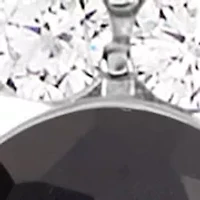 Sterling Silver Crystal Faceted Oval Pendant Necklace