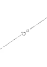 Sterling Silver Crystal Faceted Oval Pendant Necklace