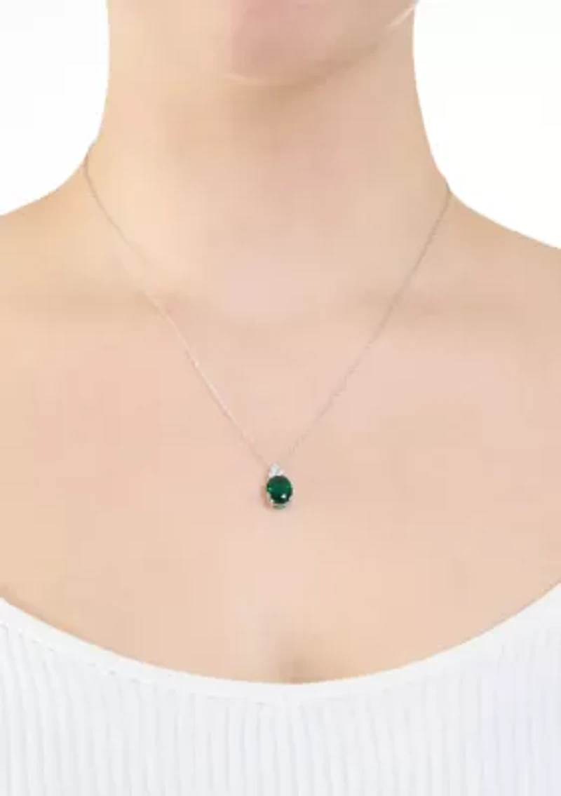Sterling Silver Crystal Faceted Oval Pendant Necklace