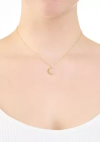 Sterling Silver Cubic Zirconia Filigree Moon Necklace