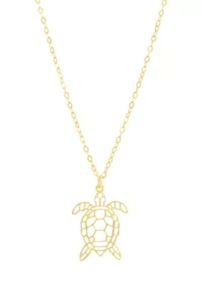 Sterling Silver Turtle Pendant Necklace