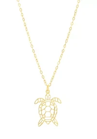 Sterling Silver Turtle Pendant Necklace
