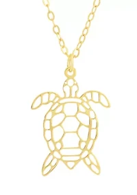 Sterling Silver Turtle Pendant Necklace