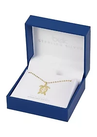 Sterling Silver Turtle Pendant Necklace