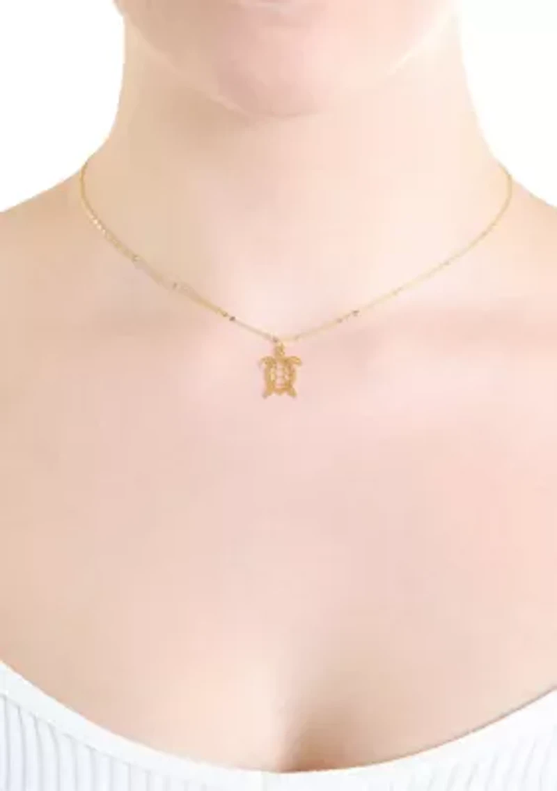 Sterling Silver Turtle Pendant Necklace