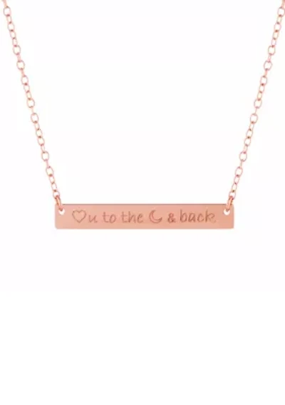 Boxed Rose Gold Over Sterling Silver Bar Necklace