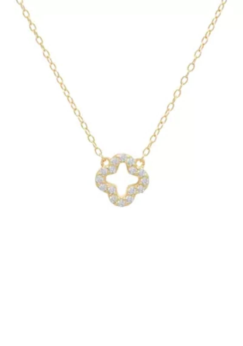 Boxed Cubic Zirconia Open Clover Necklace