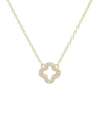 Boxed Cubic Zirconia Open Clover Necklace