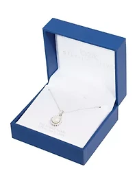 Boxed Freshwater Pearl with Cubic Zirconia Border Pendant Necklace