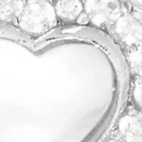 Boxed Sterling Silver Mother of Pearl Heart with White Topaz Halo Necklace