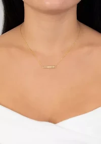 Boxed Sterling Silver 16" + 2" Cubic Zirconia Faith Bar Necklace or Gold